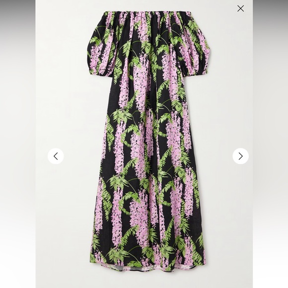 Bernadette Zaza Belted Off-the-shoulder Floral-print Linen Maxi Dress - Picture 2 of 5